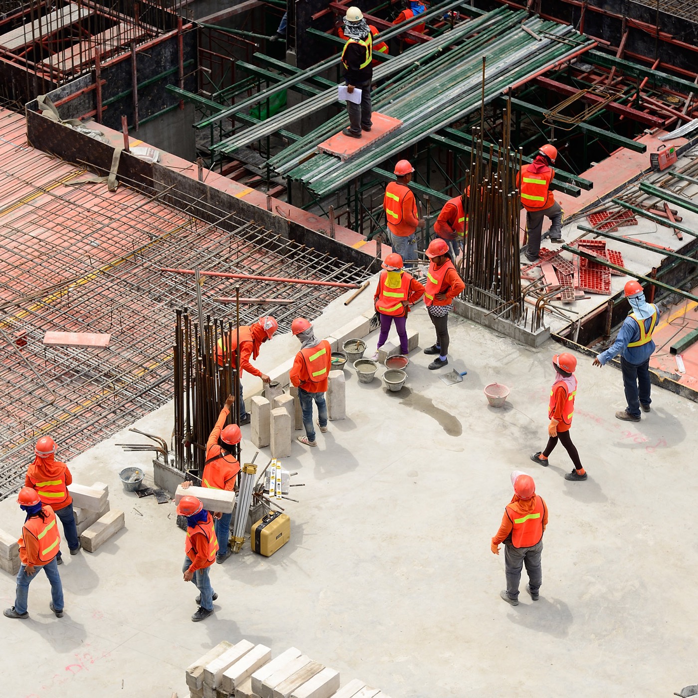 Crew on site during a build
